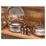 Silver Plate Serving Dishes & Platters (Salt & Pepper Shakers are SOLD)