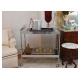 Vintage / Mid Century Modern Bar Cart with Smoky Glass