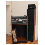 Vintage Fisher Stereo with Turntable, Double Cassette Deck and Speakers