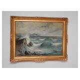 Framed Seascape Painting, Signed Righi