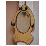 Small Oval Wall Mirror with Hooks