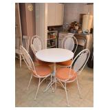 Dining Table & 4 Chairs (White Metal Chairs & Table Base)