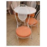 Dining Table & 4 Chairs (White Metal Chairs & Table Base)