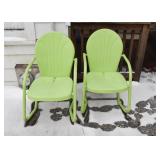 Pair of Green Metal Garden / Patio Chairs