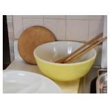 Pyrex Mixing Bowl, Wooden Spoons