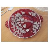 Vintage Ruby / Red Glass 40th Anniversary Plate