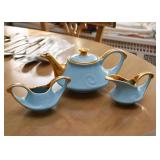 Vintage Teapot Set with Creamer & Open Sugar