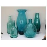 Aqua / Teal Glass Bottles & Vases