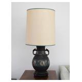 Vintage Asian Urn Table Lamp - Elephant Head Handles