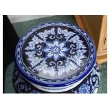 Ceramic Chinese Garden Stool, Blue & White (Approx. 18.5" H)