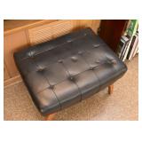 Vintage Tufted Ottoman with Wood Base