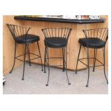 3 Metal Bar Stools with Padded Seats