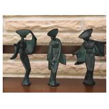 Set of 3 Metal Statues (Verdigris Finish)