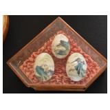 Chinese Hand Painted Eggs in Display Case