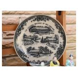 Black Transferware Collectible Plate - The Covered Bridges of New England 