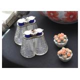 Vintage Salt & Pepper Shakers, Porcelain Flower Miniatures