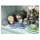 Teacups, China, Silver Plate Ice Bucket, Pitcher, Etc.