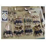 Large Set of Siam Bronze Flatware & Serving Pieces (Thai Art Bronze Tableware)