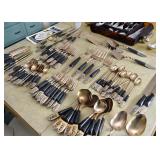 Large Set of Siam Bronze Flatware & Serving Pieces (Thai Art Bronze Tableware)