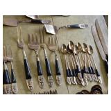 Large Set of Siam Bronze Flatware & Serving Pieces (Thai Art Bronze Tableware)