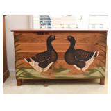 Wooden Chest / Trunk with Painted Ducks 