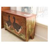 Wooden Chest / Trunk with Painted Ducks 