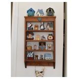 Wooden Wall Shelf / Curio with Painted Wood Miniatures