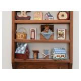 Wooden Wall Shelf / Curio with Painted Wood Miniatures