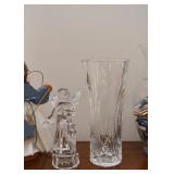 Crystal Vase & Angel Figurine