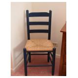 Blue Ladder Back Chair with Rush Seat