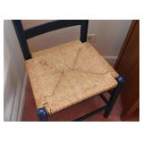 Blue Ladder Back Chair with Rush Seat