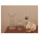 Crystal, Glassware, Oil Lamp, Rabbit Statue