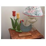 Wooden Tulips & Chicken Figures, Home Decor