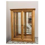 Small Display / Curio Cabinet (Gold with Mirror Back & Glass Shelves)