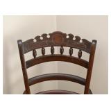 Antique Wood Carved Chair with Cane Seat