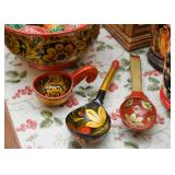 Russian Lacquer Bowl & Spoons