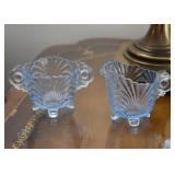 Vintage Blue Glass Creamer & Open Sugar
