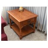 Vintage Wood Side Table with Drawer