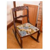 Vintage Wood Rocking Chair with Floral Upholstered Seat