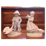 Ceramic Figurines - Boy & Girl with Geese