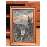 Framed Artwork / Painting, Signed & Dated (Mountain Scene)