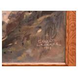 Framed Artwork / Painting, Signed & Dated (Mountain Scene)