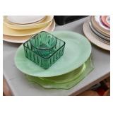 Glass Plates, Bowls, Platters, Etc. (Jadeite Green Glass Oval Plate)