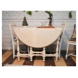 Vintage White Gate Leg / Drop Leaf Table with 3 Side Chairs