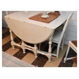 Vintage White Gate Leg / Drop Leaf Table with 3 Side Chairs
