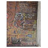 Kingston Mines Chicago Blues Folk Art Window Artwork (Approx. 28" W x 34.25" L including frame)