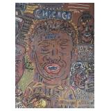 Kingston Mines Chicago Blues Folk Art Window Artwork (Approx. 28" W x 34.25" L including frame) Kingston Mines Chicago Blues Folk Art Window Artwork (Approx. 28" W x 34.25" L including frame)