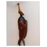 African Mask with Bird (Approx. 26.5" H)