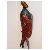 African Mask with Bird (Approx. 26.5" H)