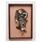 Antique Chinese Roof Tile Warrior Figure, Framed (Approx. 19.25" W x 28.25" H including frame)